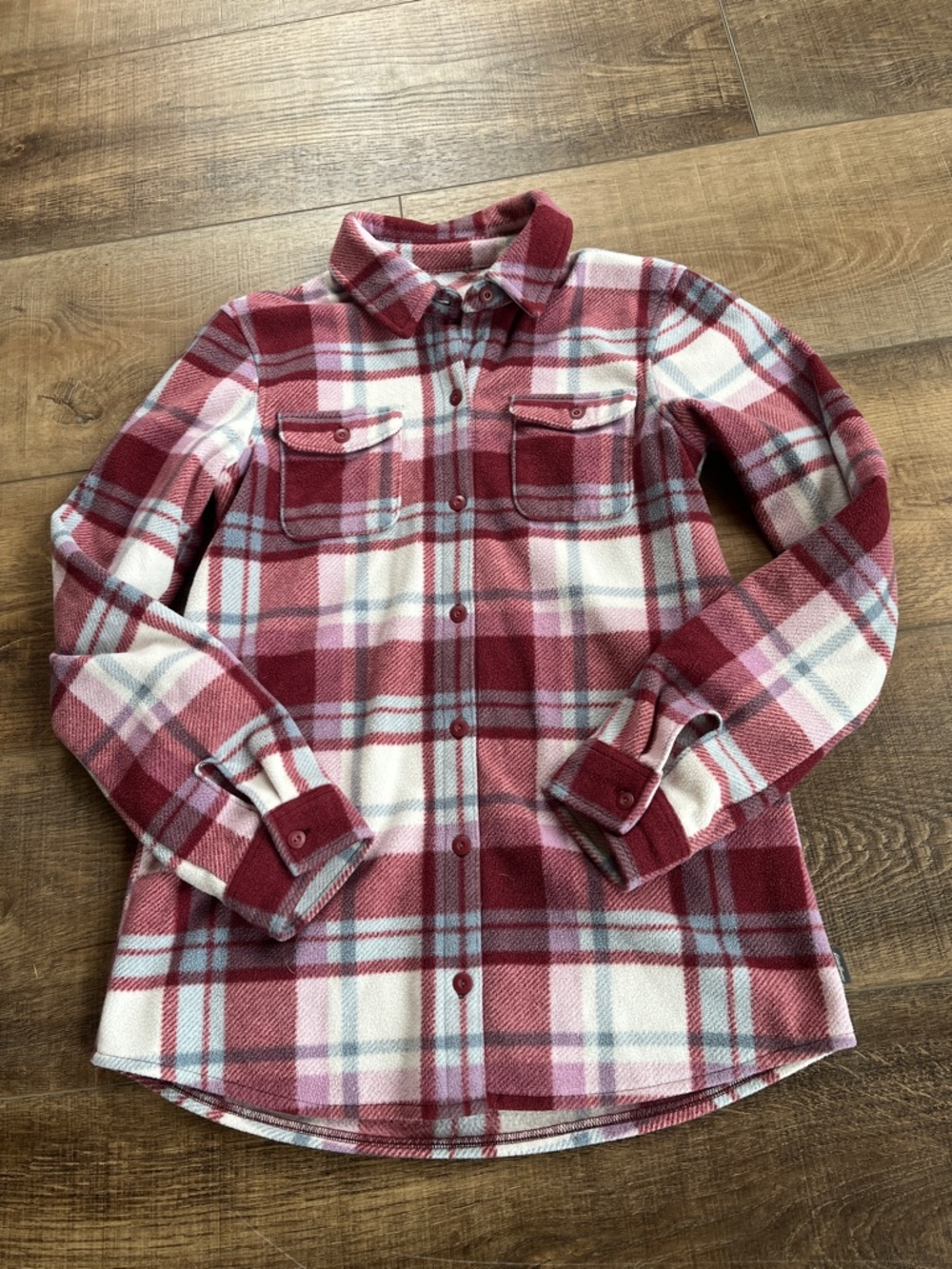 Eddie Bauer Red, pink, blue & White fleece flannel